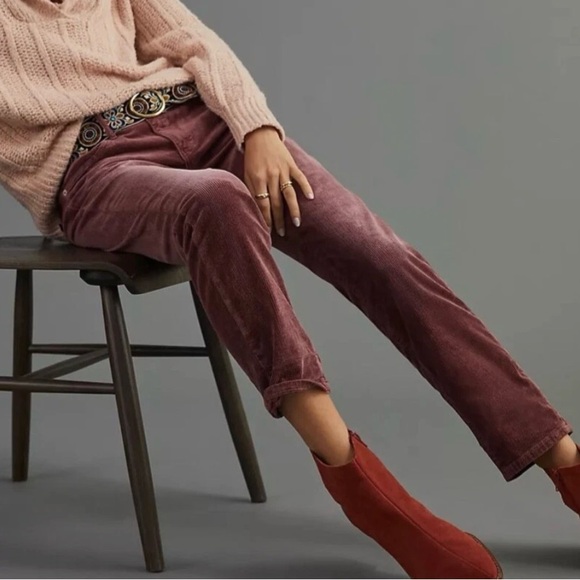 Pilcro Pants - PILCRO Wine Mid-Rise Slim Boyfriend Corduroy Jeans